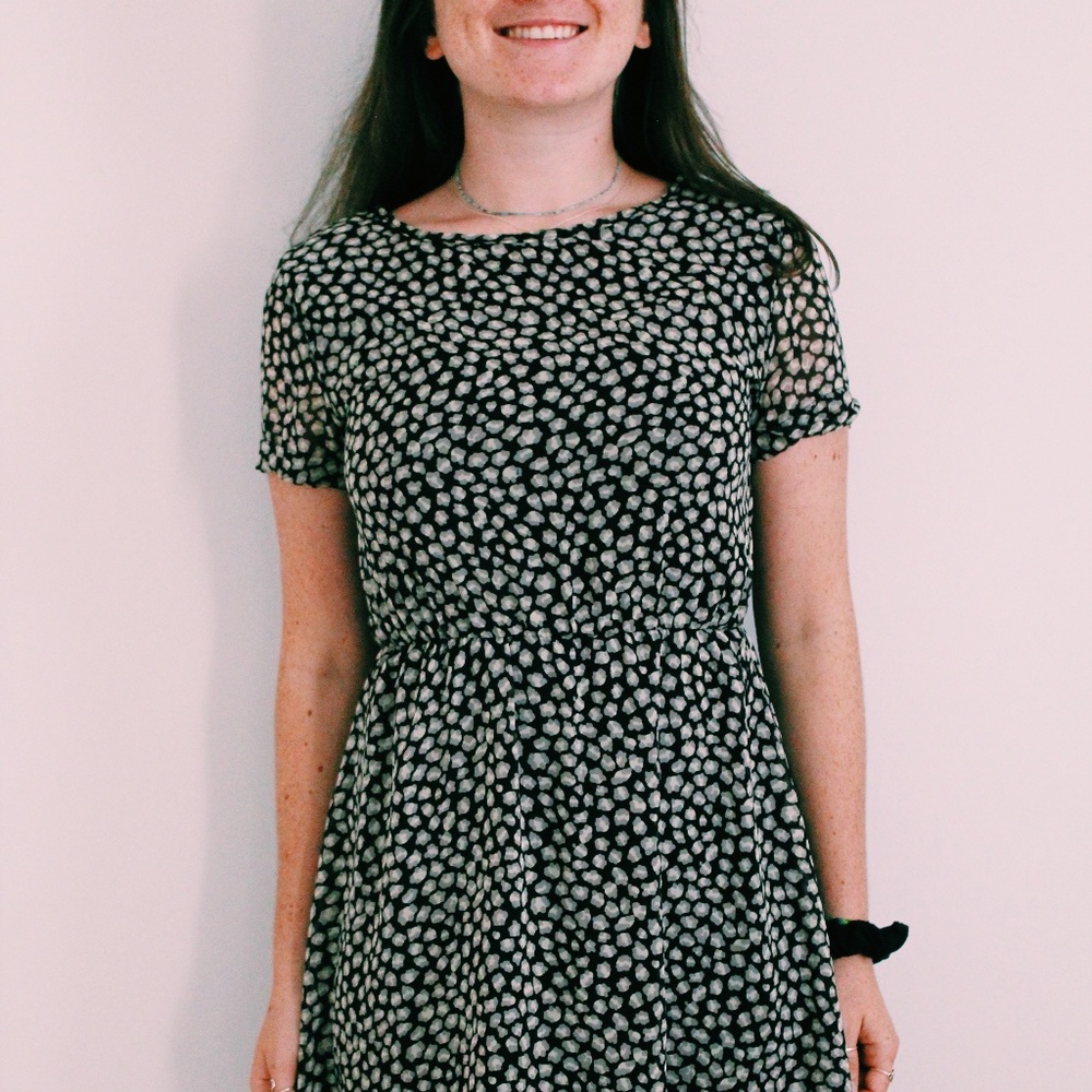 Black White and Grey Short Sleeve Dress
